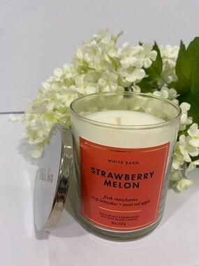 Bath & Body Works White Barn “Strawberry Melon” Signature Single Wick Candle